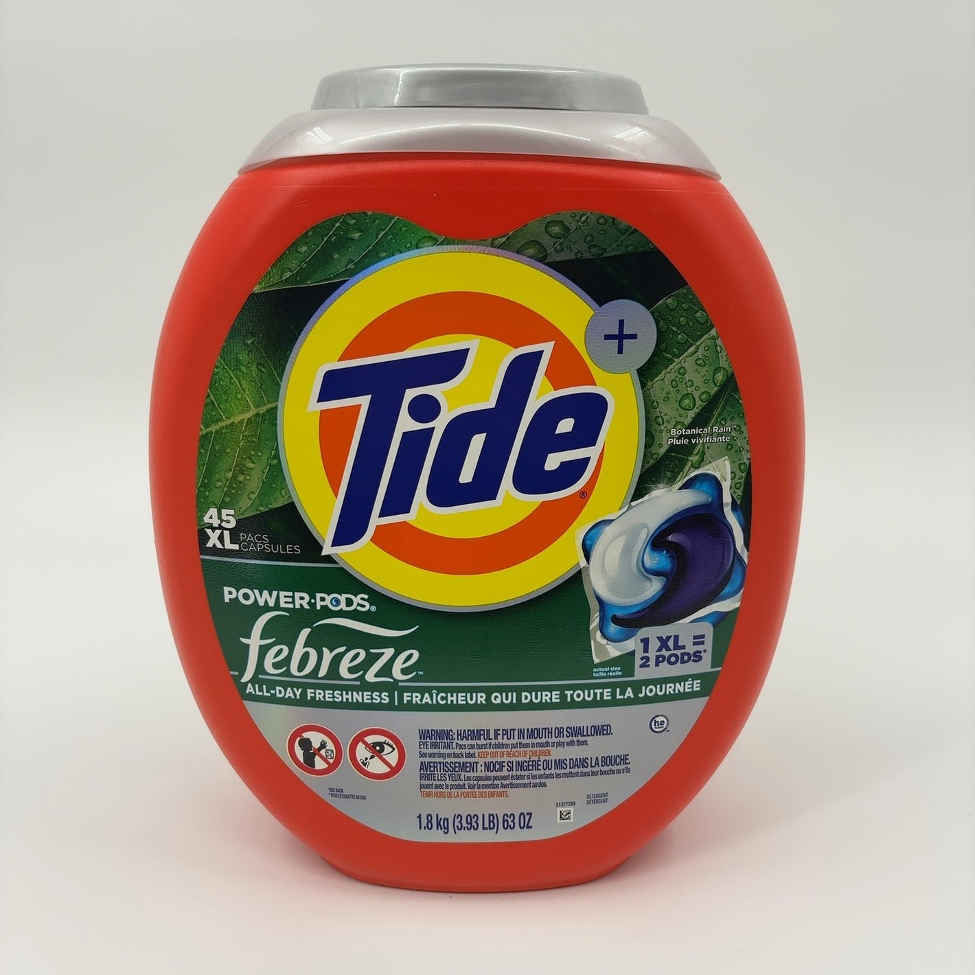 Tide Power Pods with Febreze Laundry Detergent Pacs, 45 Count, Botanical Rain Scent, All-Day Freshness