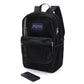 JanSport Eco Mesh Backpack, Red Tape, 17” x 12.5” x 6” - Large Semi-Transparent Bag for Adults with Laptop Sleeve, Padded Back Panel, Black