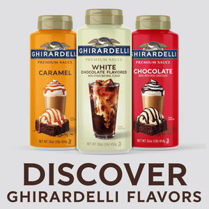 GHIRARDELLI Premium White Chocolate Flavored Sauce, 16 oz Bottle, Rich White Chocolate Syrup for Coffee and Desserts