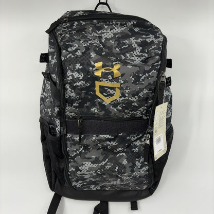 Under Armour Unisex-Adult Utility Baseball Backpack Print, (002) Black / / Metallic Gold, One Size Fits All