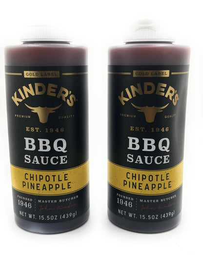 Kinder's Marinades, BBQ, Dipping & Wing Sauces - 2 bottles (Chipotle Pineapple BBQ 15.5oz)