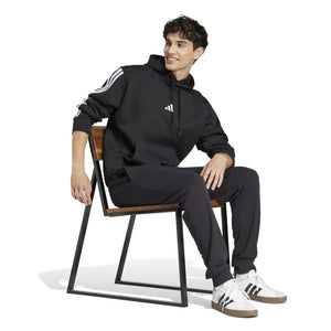 adidas Men's Essentials 3-Stripes Fleece Hoodie, Black/White, XX-Large