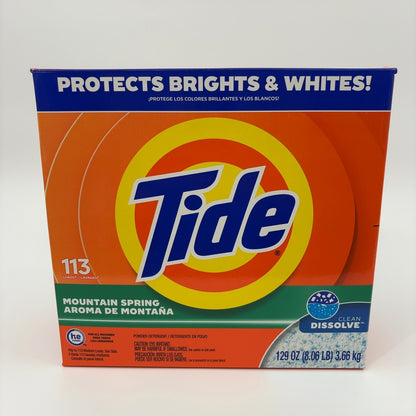 Tide Powder Laundry Detergent, Mountain Spring Scent, 129 oz, 113 Loads