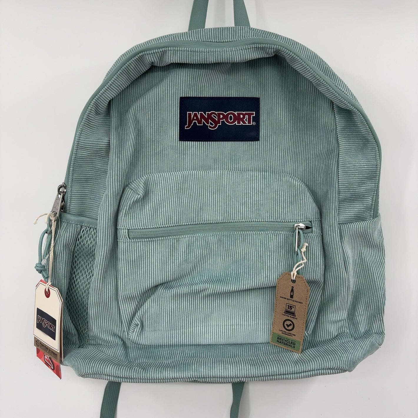 JanSport Cross Town Plus Remix Backpack - Padded Back Panel, Laptop Sleeve, and Front Pocket Organizer - Faded Sage Corduroy