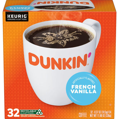 Dunkin' French Vanilla Flavored Coffee, 32 Keurig K-Cup Pods