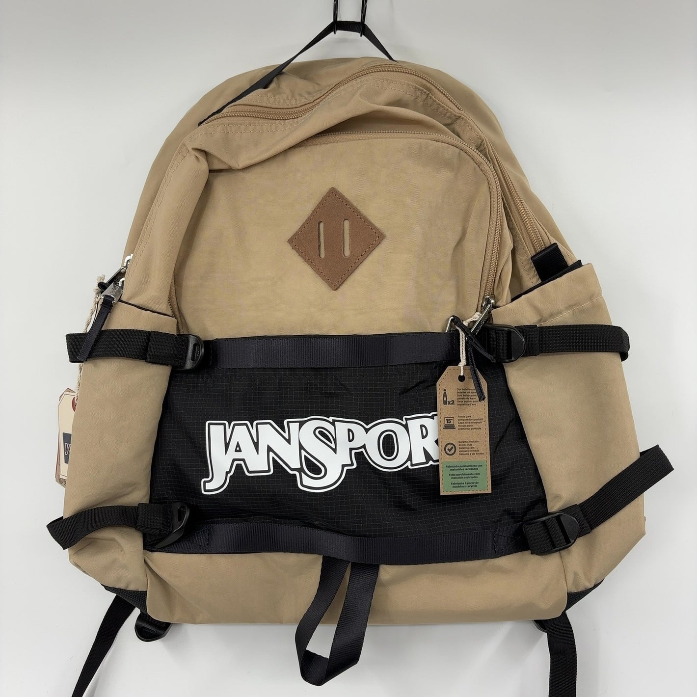 JanSport Small Seattle Pack – Compact Backpack with Main Compartment, Dual Water Bottle Pockets, and Padded Sleeve for 15-Inch Laptop, Travertine