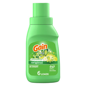 Gain + Aroma Boost Liquid Laundry Detergent, Original Scent, 6 Loads, 10 fl oz, HE Compatible, Pack of 12