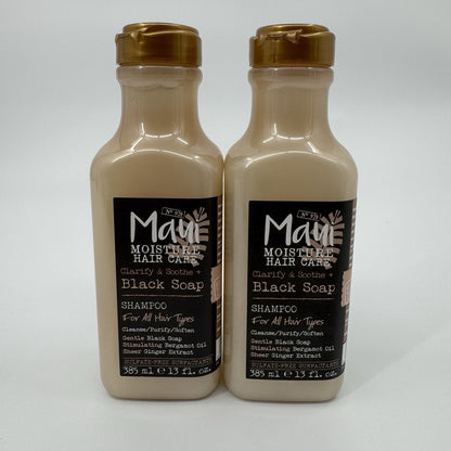 Maui Moisture Clarify & Soothe Black Soap Shampoo Only 13 oz Lot of 2