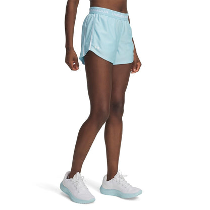 Under Armour Women's Tech Play Up Short, 3" Inseam Low Rise with Pockets, Quick Dry, Athletic Shorts for Workout, Running, and Gym, Stream/White, Large