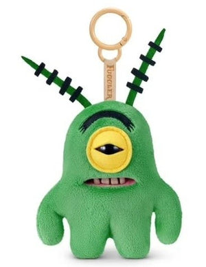 Fuggler SpongeBob 5-Inch Plush Keyring by ZURU, Funny Ugly Monster Bag Clip-on Stuffed Animal, Multiple Characters Available (Plankton)