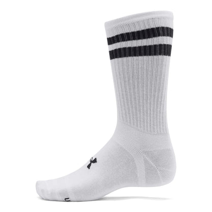 Under Armour Unisex-Adult Essential Crew Socks 6 Pack, (101) White/White/Black, Medium