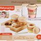 Fisher-Price Wood Pretend Play Toy Coffee to Go Café Set, 15-Piece Wooden Playset with Cups & Food for Preschool Kids Ages 3+ Years