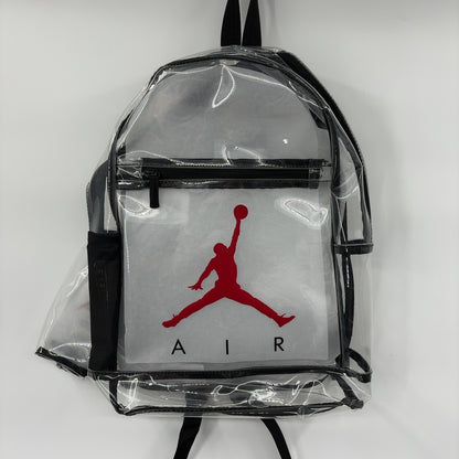 Nike Jordan Clear Backpack With Matching Accessory Case 2pc 2 Piece Set 3 Pocket (Black/Red)