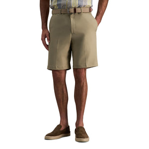 Haggar mens Cool 18 Pro Straight Fit 4-way Stretch Flat Front Expandable Waist With Big & Tall Sizes Casual Shorts, Tan Casual, 38 US