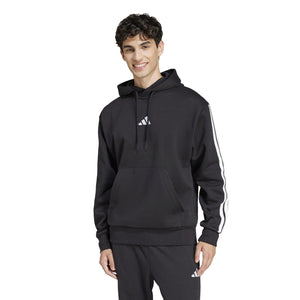 adidas Men's Essentials 3-Stripes Fleece Hoodie, Black/White, XX-Large