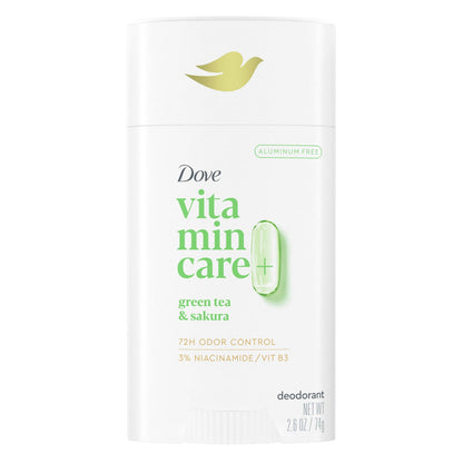 Dove VitaminCare+ Deodorant Stick Green Tea & Shakura Aluminum Free 2.6 oz
