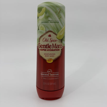 Old Spice Super Hydration Body Wash GentleMan’s Blend, Cucumber + Avocado Oil Scent for Deep Cleaning and 24/7 Renewing Moisture, 20 oz