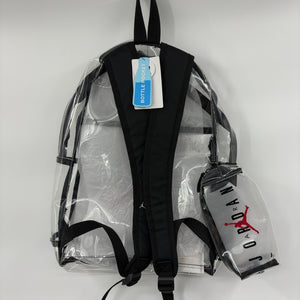 Nike Jordan Clear Backpack With Matching Accessory Case 2pc 2 Piece Set 3 Pocket (Black/Red)