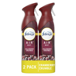 Febreze Air Mist Air Freshener Spray, Odor-Fighting Room Spray, Air Fresheners for Home and Bathroom and Kitchen, Aerosol Can, Cranberry Crumble Scent, 8.8oz, 2 Count