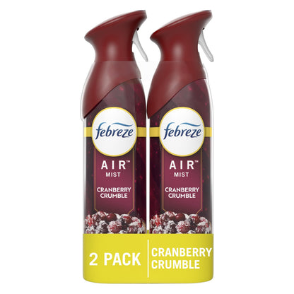 Febreze Air Mist Air Freshener Spray, Odor-Fighting Room Spray, Air Fresheners for Home and Bathroom and Kitchen, Aerosol Can, Cranberry Crumble Scent, 8.8oz, 2 Count