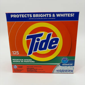 Tide Powder Laundry Detergent, Mountain Spring Scent, 125 Loads, 143 oz