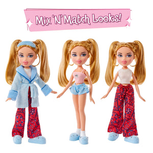 Bratz Slumber Party Cloe Fashion Doll with 2 Sets of Pajamas, Plush, and Accessories