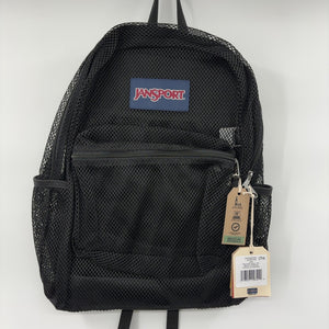 JanSport Eco Mesh Backpack, Red Tape, 17” x 12.5” x 6” - Large Semi-Transparent Bag for Adults with Laptop Sleeve, Padded Back Panel, Black
