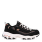 Skechers Women's D'Lites - Me Time Lace Up Fashion Sneakers, Black/Rose Gold, 9
