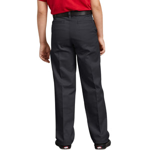 Dickies Boy's Flexwaist Flat Front Straight Leg School Uniform Pants – Adjustable Uniform Trousers for Schoolwear, Black, 10 Husky