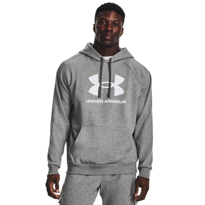 Under Armour Men's Rival Fleece Logo Hoodie, (025) Castlerock Light Heather / / White, 3X-Large