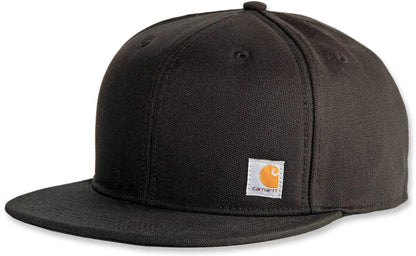 Carhartt Mens Firm Duck Flat Brim Baseball caps, Black, One Size US