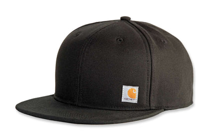 Carhartt Mens Firm Duck Flat Brim Baseball caps, Black, One Size US