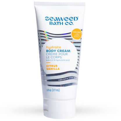 Seaweed Bath Co. Hydrate Body Cream, Citrus Vanilla Scent, 6 Ounce, Nourishing Hand & Body Lotion Moisturizer for Dry Skin, with Sustainably Harvested Seaweed, Kukui Oil, Hyaluronic Acid, Shea Butter