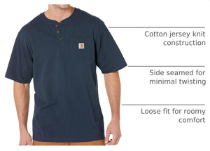 Carhartt Men's Dearborn Loose Henley T-Shirt, Navy, Large