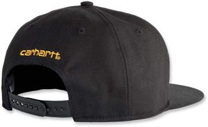 Carhartt Mens Firm Duck Flat Brim Baseball caps, Black, One Size US