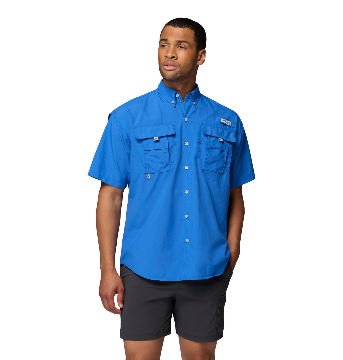 Columbia Mens PFG Bahama II Short Sleeve Fishing Shirt, Vivid Blue, XX-Large