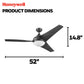 Honeywell Ceiling Fans Neyo, 52 Inch Contemporary Indoor LED Ceiling Fan with Light, Remote Control, Modern High Performance Blades, Reversible Motor Model- 51800-01 (Espresso)