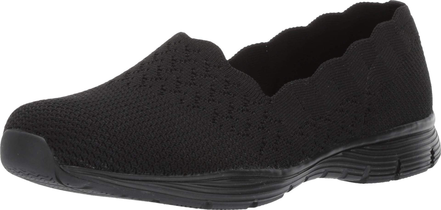 Skechers womens Seager - Stat Loafer, Black/Black, 9.5 Wide US
