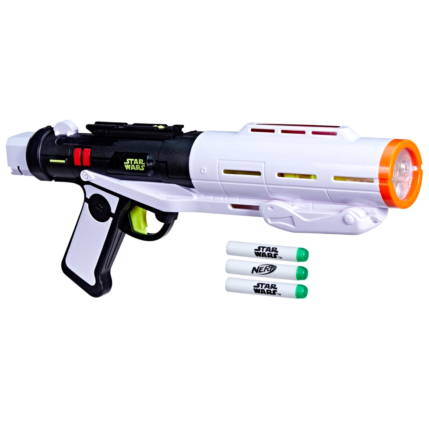 NERF GlowStrike Star Wars Stormtrooper Triple Strike Blaster, Lights & Sounds, 3 Glow-in-The-Dark Official Nerf Darts, Toys for Boys & Girls Ages 8+
