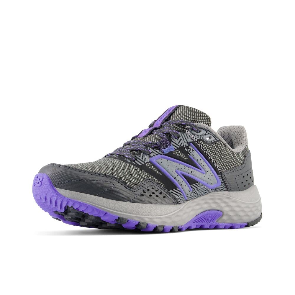 New Balance Women's 410 V8 Trail Running Shoe, Shadow Grey/Electric Indigo/Black, 6