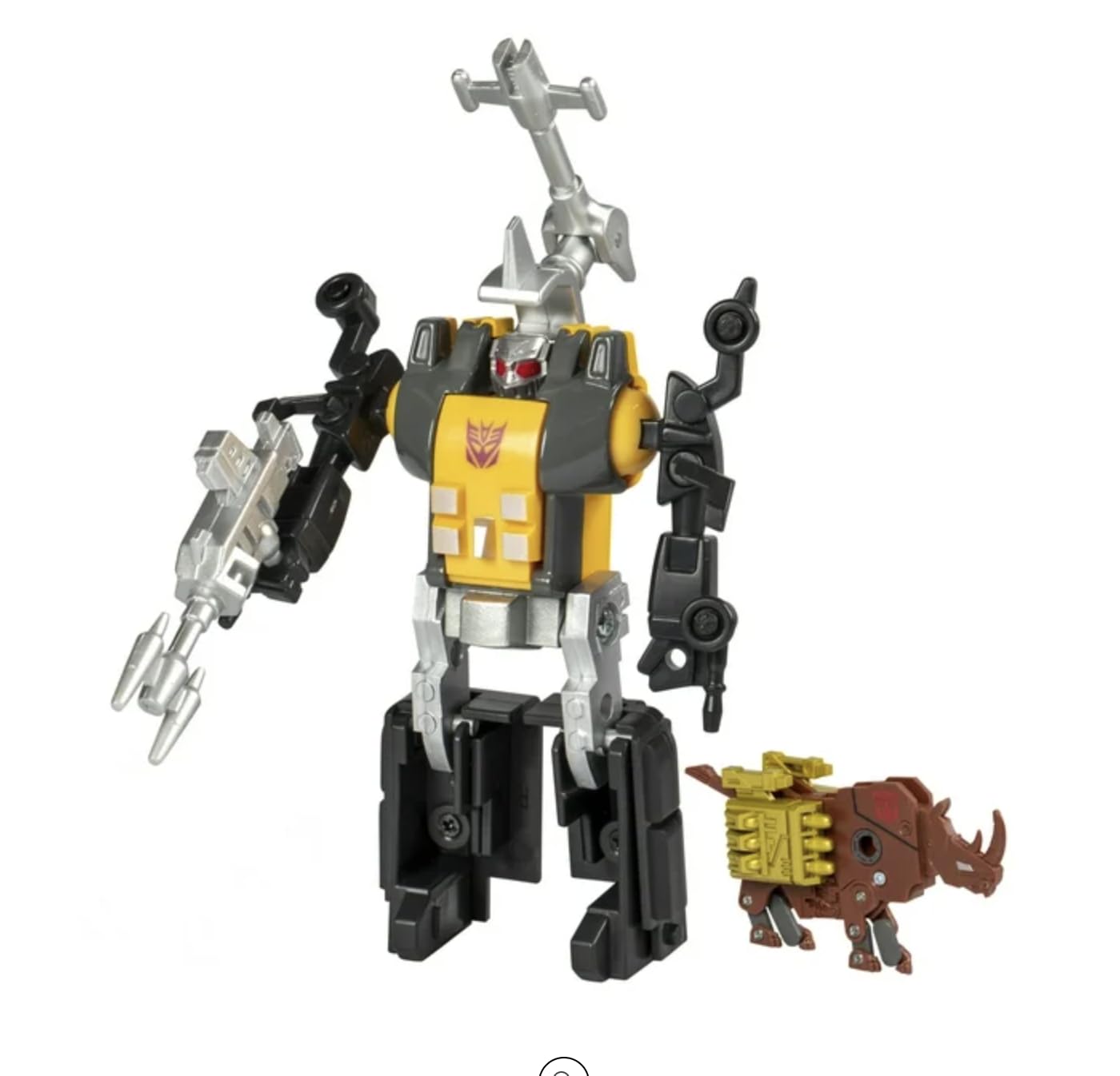 Transformers Decepticon Action Figure with Mini Rhino Figure, Yellow and Black, Articulated Robot Toy