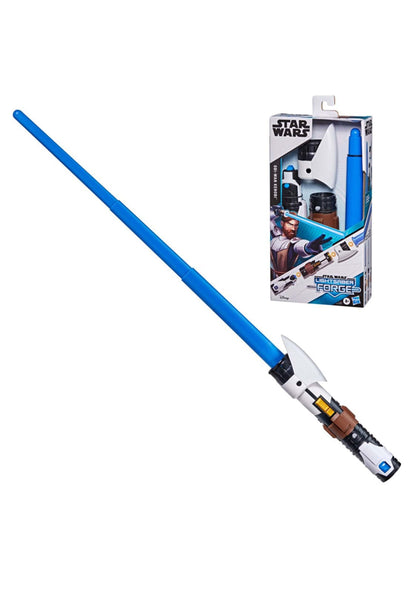STAR WARS Lightsaber Forge OBI-Wan Kenobi Extendable Blue Lightsaber Toy, Customizable Roleplay Toy for Kids Ages 4 and Up