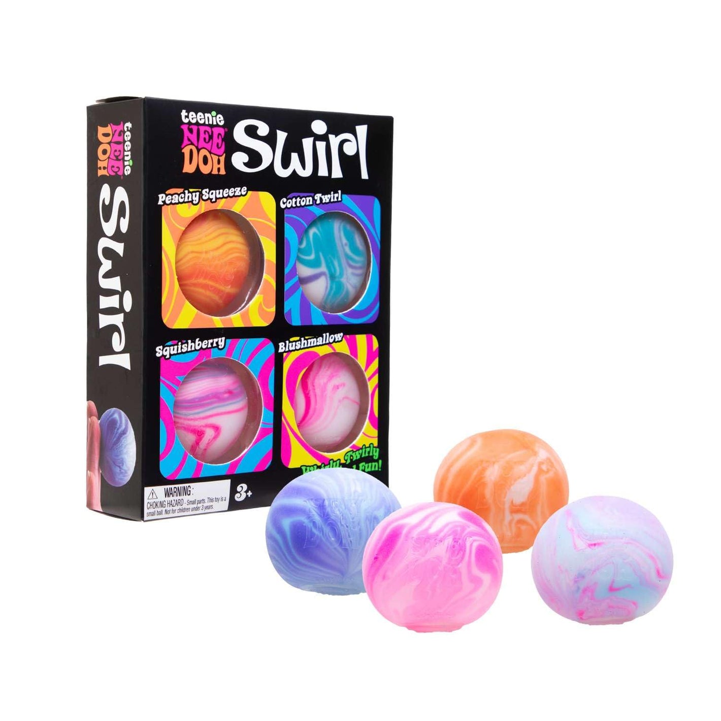 Schylling NeeDoh Teenie Swirl 4 Pack - Sensory Squeeze Toy - 1.5" in Diameter - Colors May Vary
