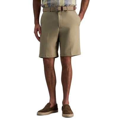 Haggar mens Cool 18 Pro Straight Fit 4-way Stretch Flat Front Expandable Waist With Big & Tall Sizes Casual Shorts, Tan Casual, 42 US