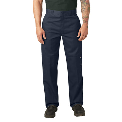 Dickies Men's Loose Fit Double Knee Work Pants – Durable Twill Utility Trousers for Construction & Warehouse, Dark Navy, 28W x 32L
