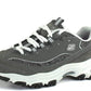 Skechers womens D'LITES ME TIME Memory Foam Lace-up Sneaker,Grey/White,6 M US
