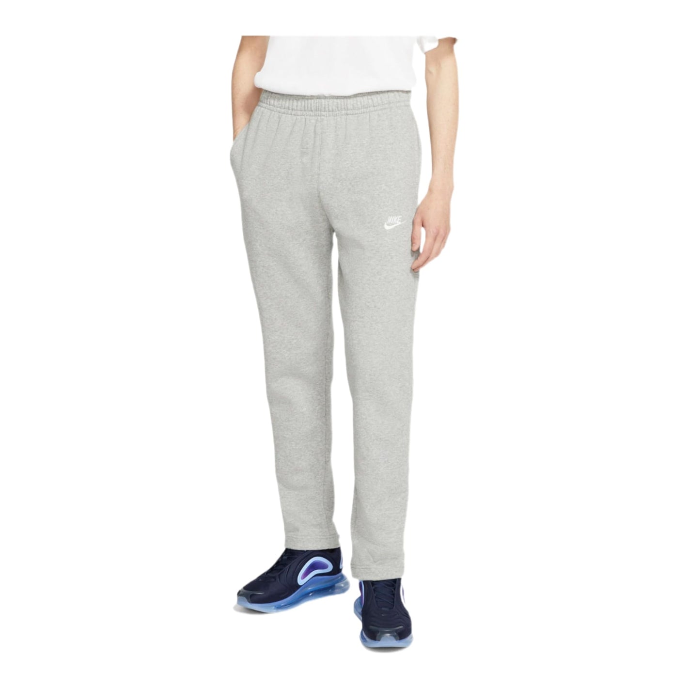 Nike Men's NSW Club Pant Open Hem, Dark Grey Heather/Mattelic Silver/White, 4X-Large