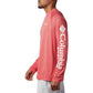 Columbia Men’s PFG Terminal Tackle Heather Long Sleeve Shirt, Sun Protection, Red Spark Heather/White Logo,Medium