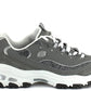Skechers womens D'LITES ME TIME Memory Foam Lace-up Sneaker,Grey/White,6 M US