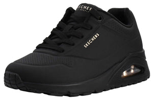 Skechers Women's Uno - Stand On Air Sneaker, Black/Black, 8.5 Wide